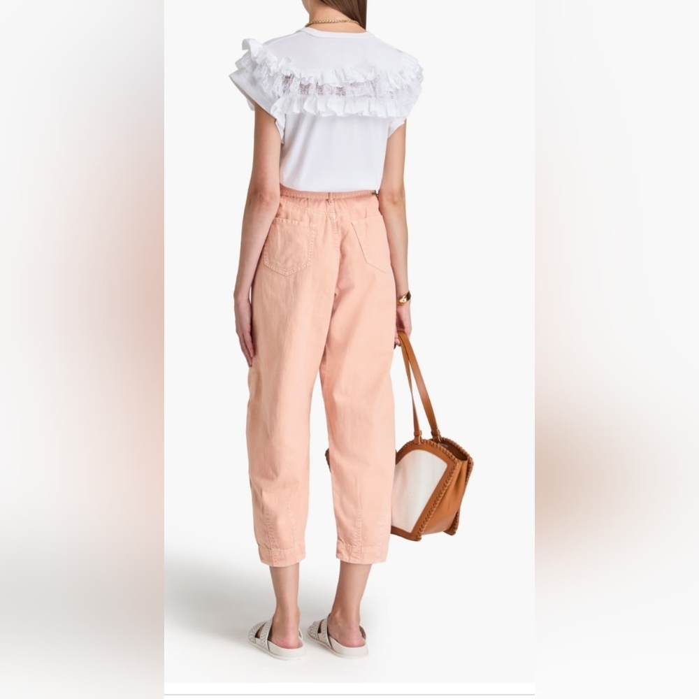 Zimmermann Cropped High-Rise Tapered Peach Jeans Size 0 - Picture 2 of 15